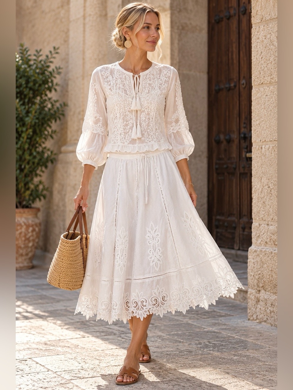 Ralph Lauren White Eyelet Circle Skirt